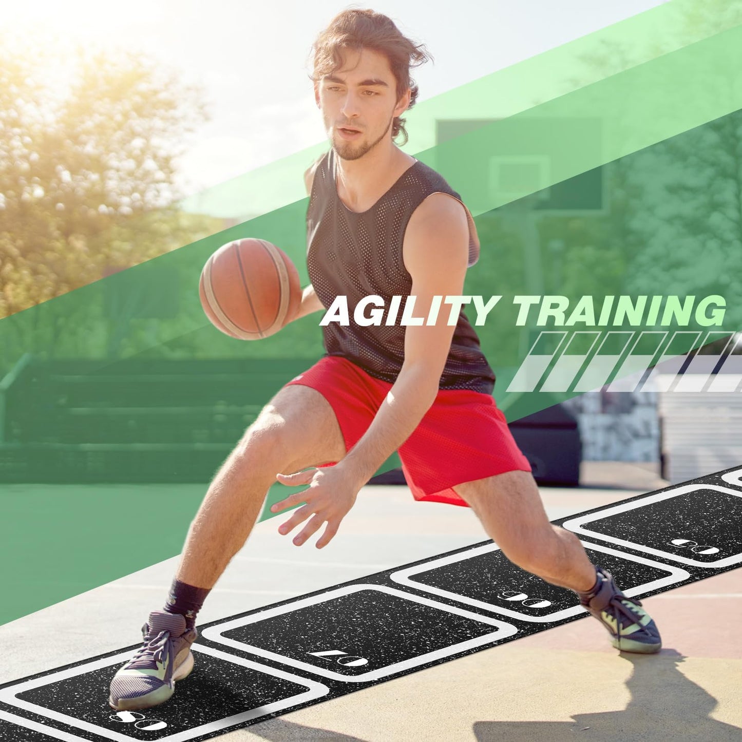 WinnerWhy Rubber Agility Ladder 15 ft Non-Slip Rubber Speed Agility Training Ladder for Soccer Football Footwork Training Equipment for Fitness Boxing Sports Quick Exercise Gym Workout