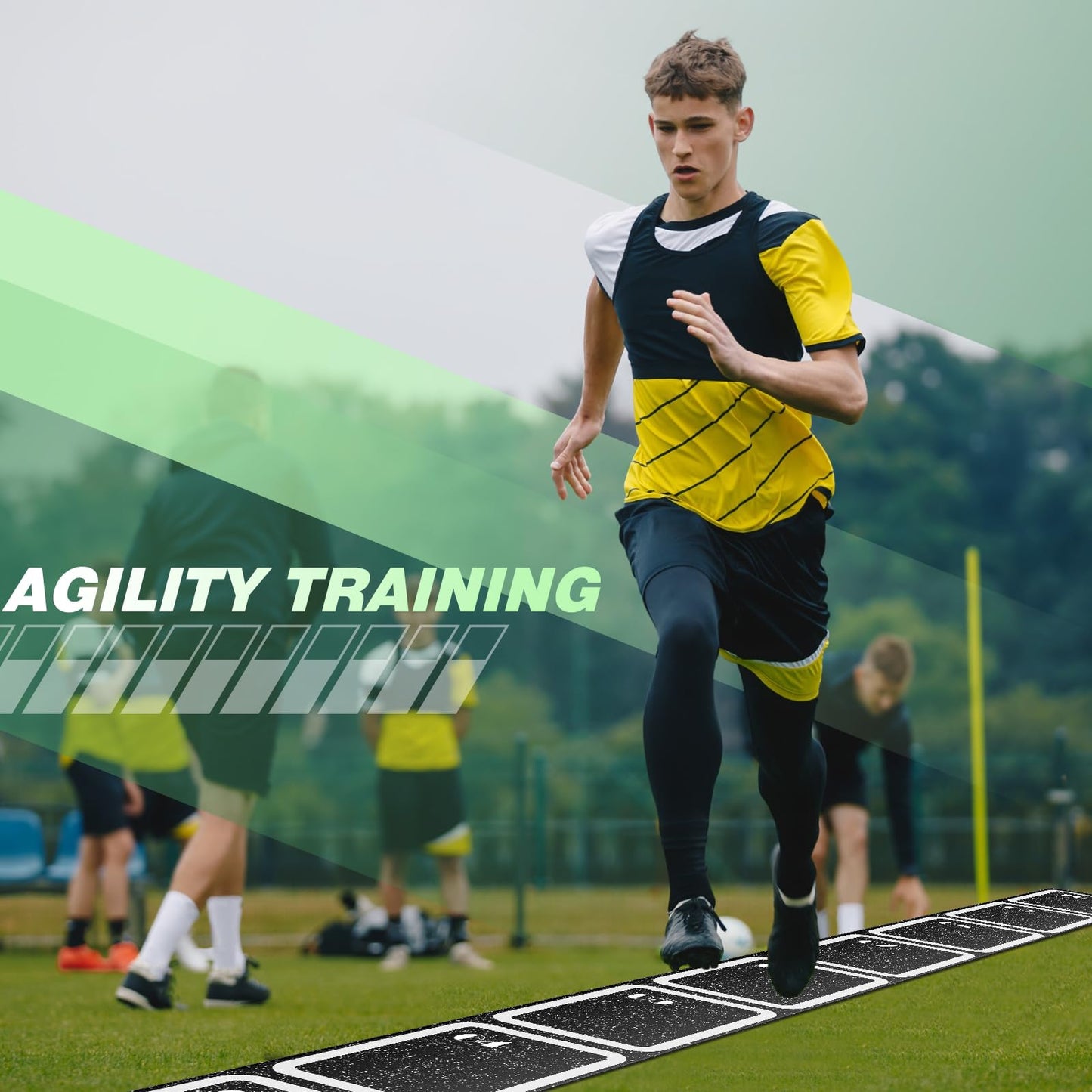 WinnerWhy Rubber Agility Ladder 15 ft Non-Slip Rubber Speed Agility Training Ladder for Soccer Football Footwork Training Equipment for Fitness Boxing Sports Quick Exercise Gym Workout