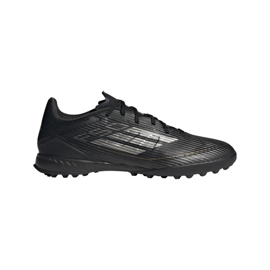 adidas Unisex F50 League Turf Sneaker, Black/Iron Metallic/Gold Metallic, 10 US Men