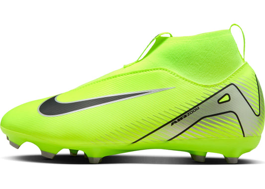 Nike Jr. Mercurial Superfly 10 Academy Little/Big Kids' MG High-Top Soccer Cleats (FQ8304-700, Volt/Black) Size 4