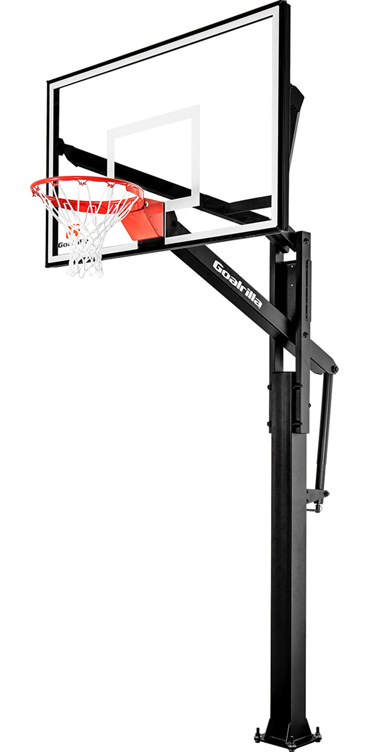 Goalrilla Basketball Hoops with Tempered Glass Basketball Goal Backboard, Black Anodized Frame, and In-ground Anchor System
