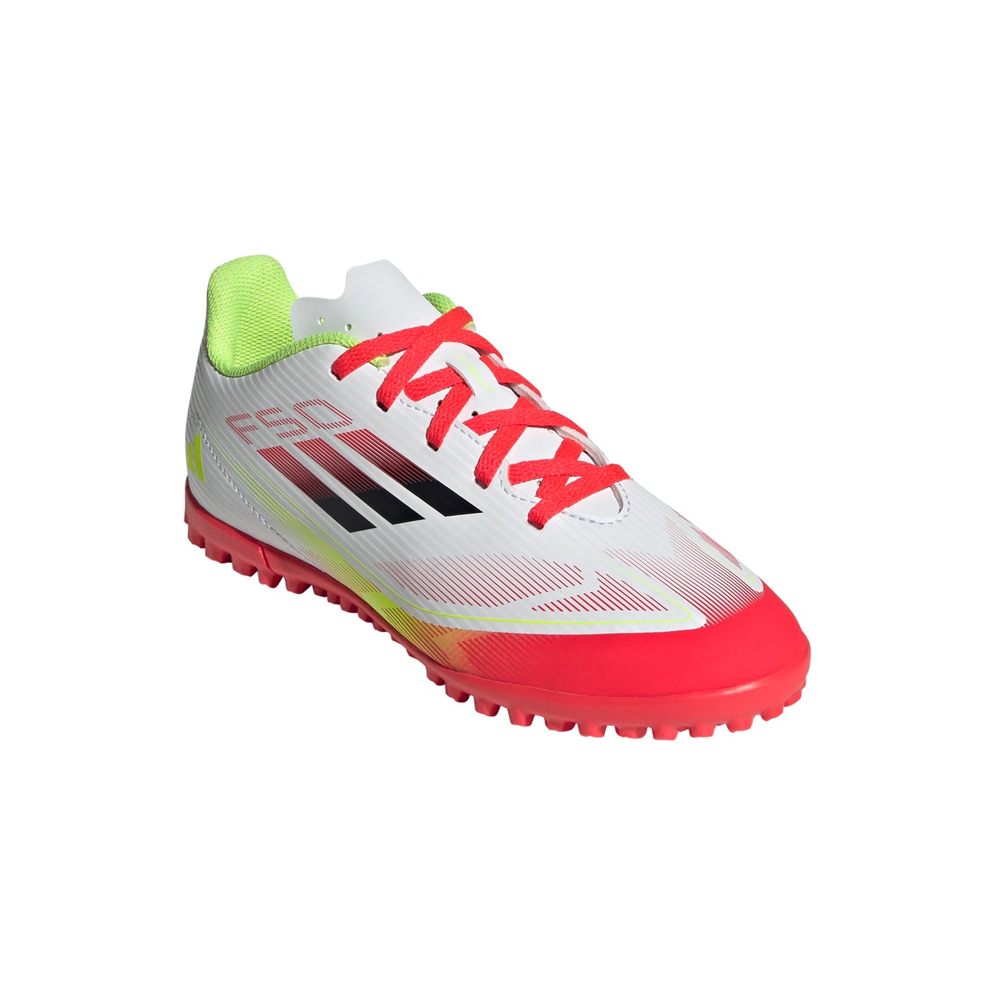 adidas F50 Club Turf Sneaker, White/Black/Solar Yellow, 6 US Unisex Big Kid