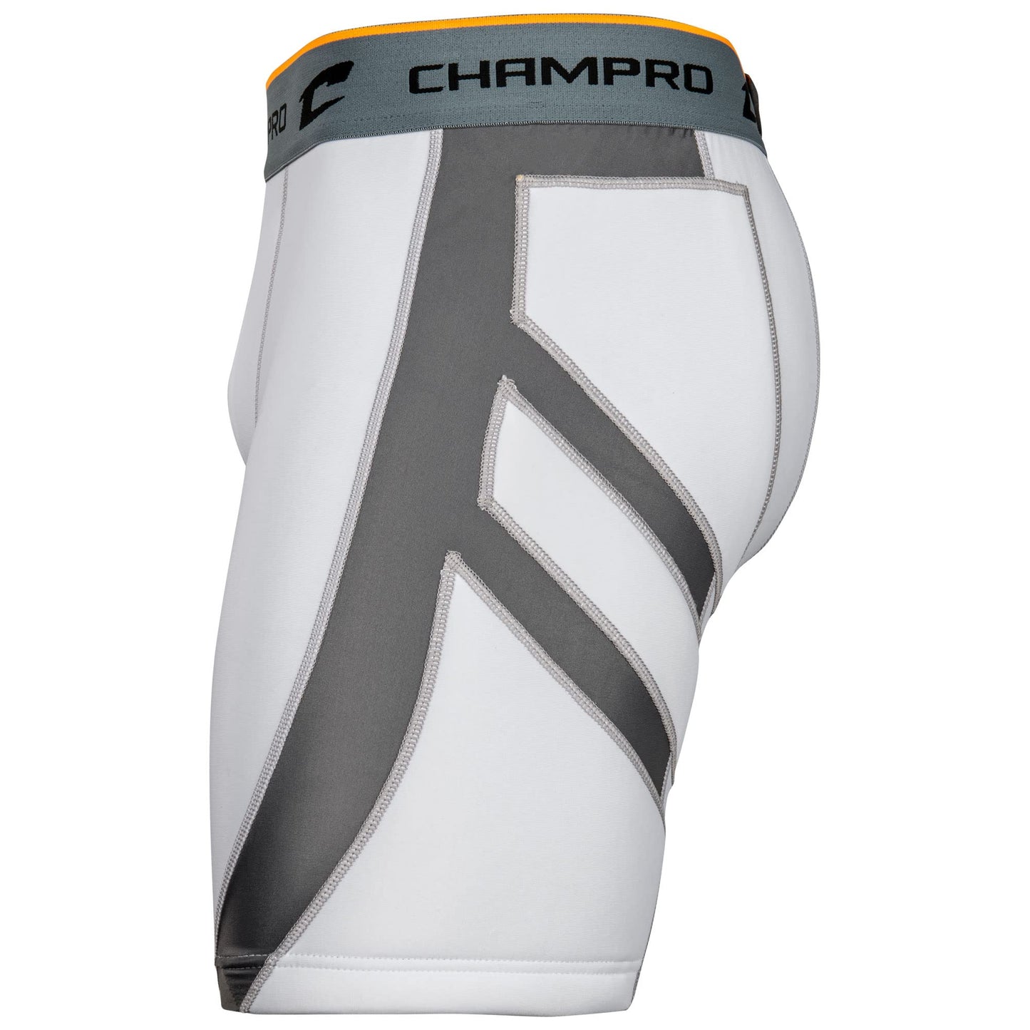CHAMPRO Boys' Wind-up Compression Sliding Shorts with Cup, White, Small