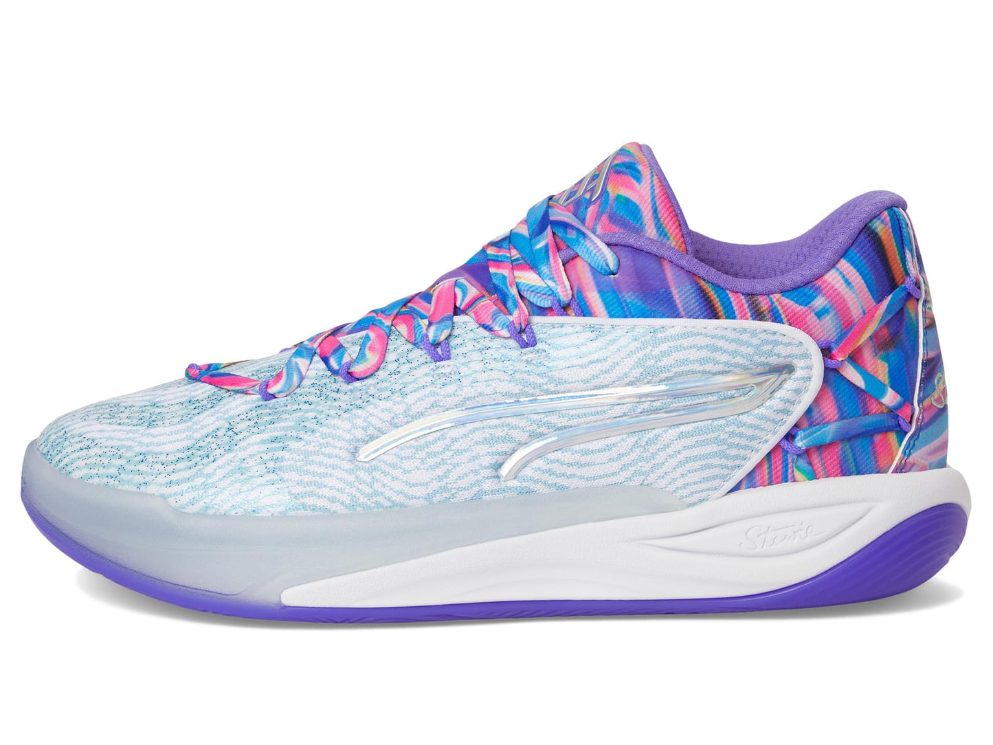 PUMA Women's Stewie Basketball Shoes Sneaker, White/Light Aqua, 8