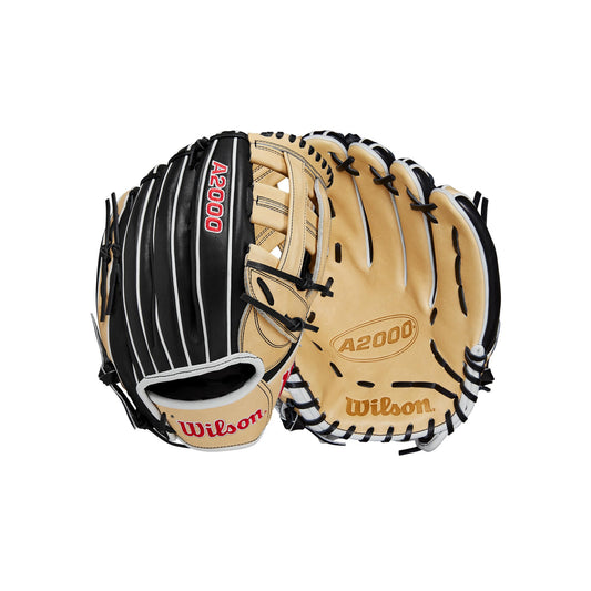 Wilson 2024 A2000 1750 12.5” Outfield Baseball Glove - Right Hand Throw, Black/Blonde/Red