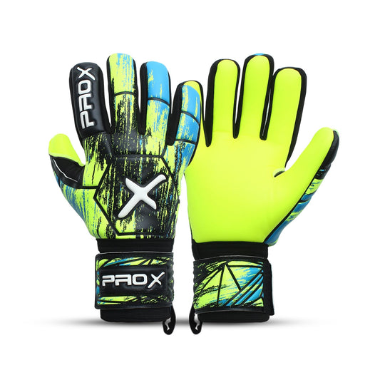 PRO X Soccer Goalie Gloves for Kids with Super Strong Grip, Match & Training Youth Goalie Gloves, Soccer Goalkeeper Gloves Kids with Soft Grippy Secure Latex (Flourcent Yellow, Size 5 (8 to 11 Years)