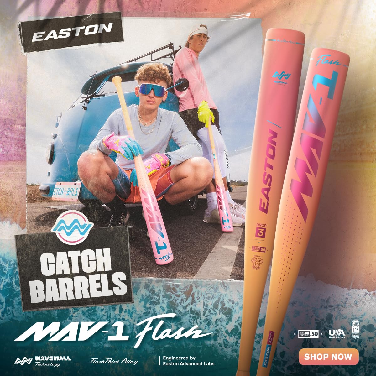 Easton | 2026 | MAV1 Flash Baseball Bat | USA | -8 Drop | 2 5/8" Barrel | 1 Pc. Alloy | 31 Inch