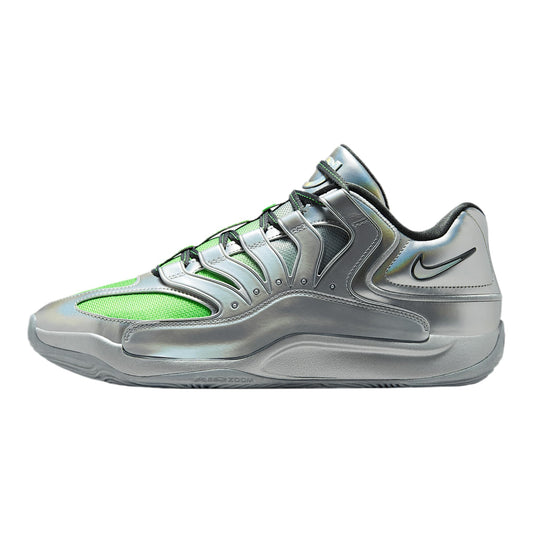 KD18 EYBL Rocket Power Basketball Shoes (IF2519-001, Metallic Silver/Green Strike/Dusty Sage/Dark Smoke Grey) Size 8