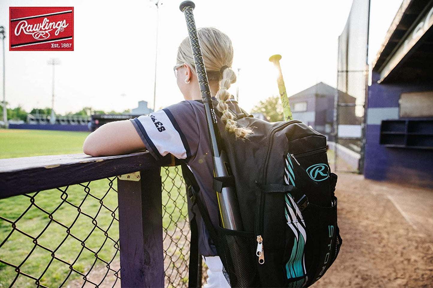 Rawlings | STORM Backpack Equipment Bag | Girls T-Ball / Youth Baseball & Softball | Multiple Colors