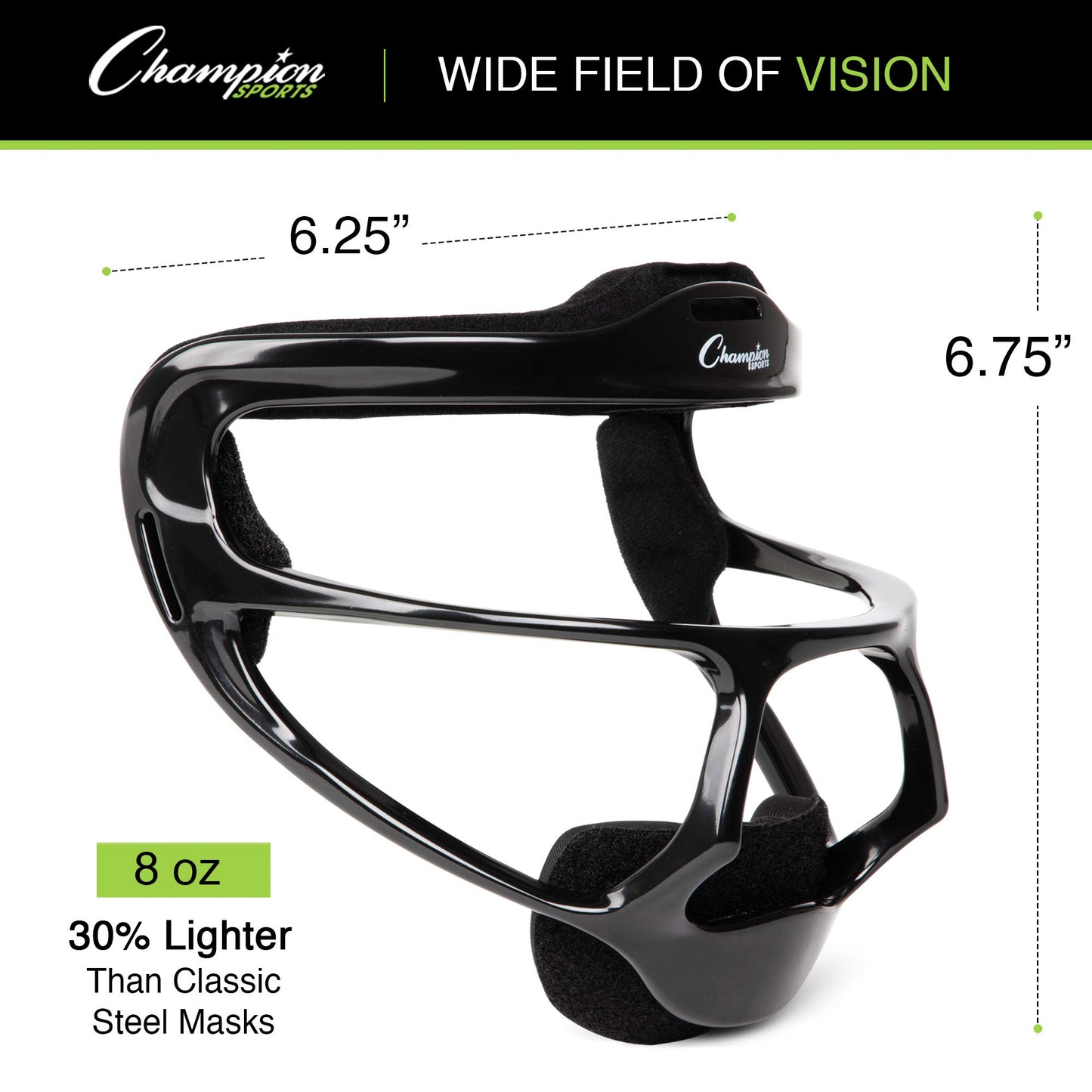 Champion Sports Magnesium Softball Face Mask - Lightweight Masks for Youth - Durable Head Guards - Premium Sports Accessories for Indoors and Outdoors - White
