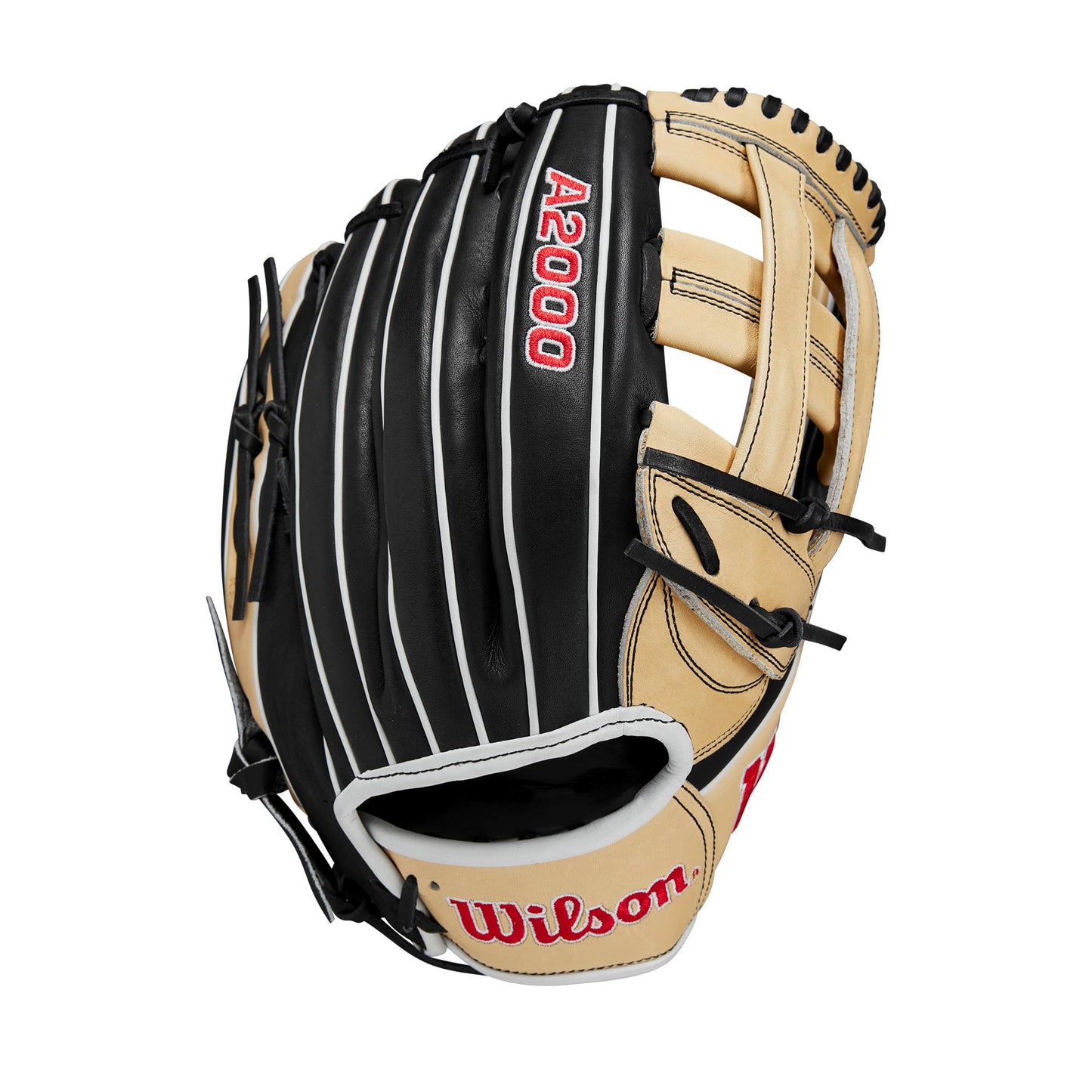 Wilson 2024 A2000 1750 12.5” Outfield Baseball Glove - Right Hand Throw, Black/Blonde/Red