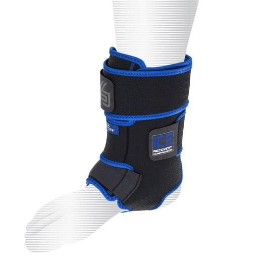 Shock Doctor 752-01-30 ICE Recovery Compression Ankle Wrap Black Adult-L/XL