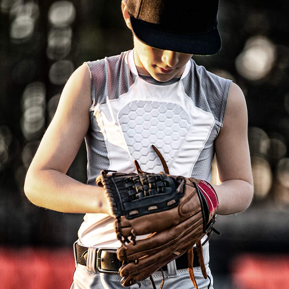 McDavid Chest Protector, HEX Baseball Chest Protector Adult Sizes. Heart Guard Sternum Protection Compression Shirts, Padded Football Shirt for Lacrosse, Softball, Paintball, Rugby & More Black