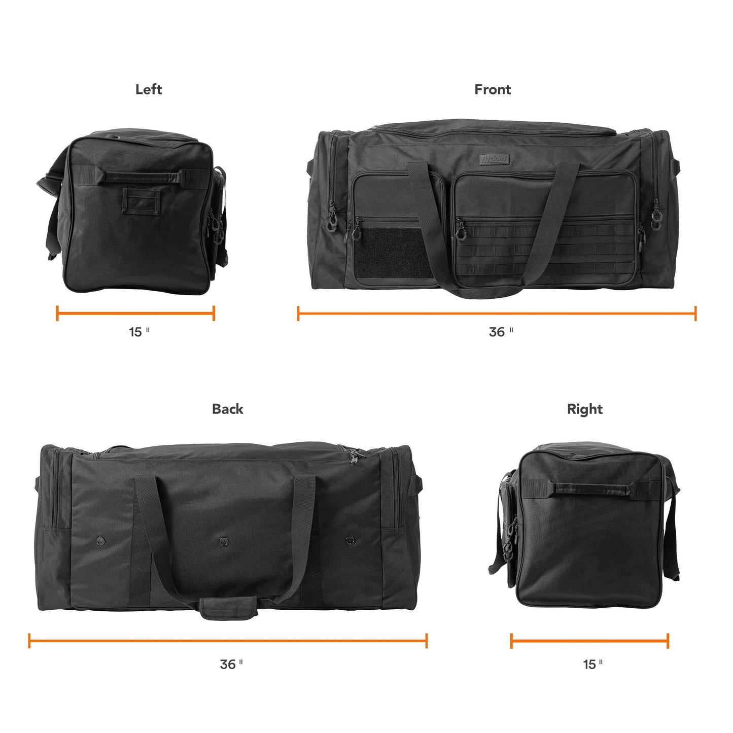 Fitdom 130L 36" Heavy Duty Extra Large Sports Gym Equipment Travel Duffle Bag W/Adjustable Shoulder Strap & 7 Compartments. Perfect for Soccer Baseball Basketball Hockey Football, Team Coaches & More