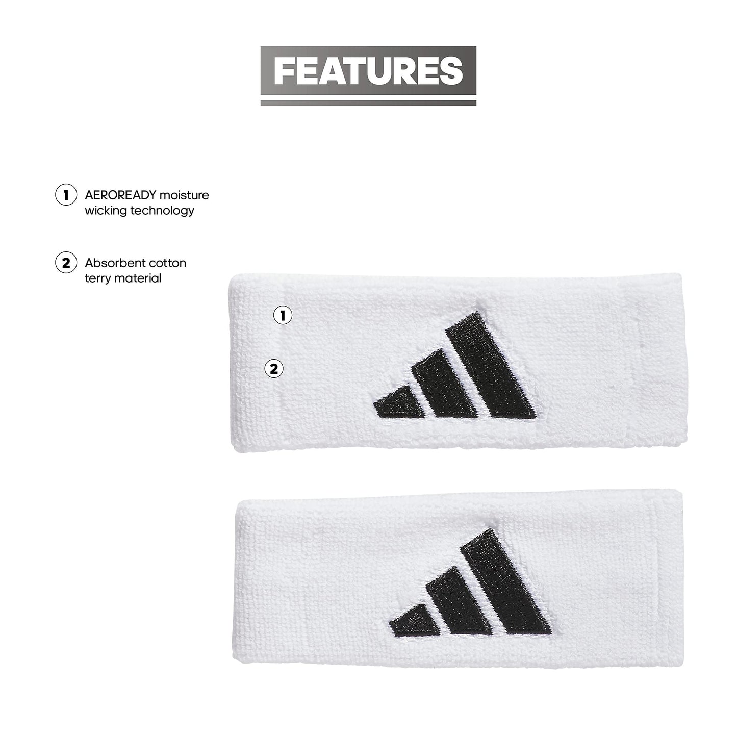 adidas Interval 1-inch Muscle Band, White/Black/2, One Size