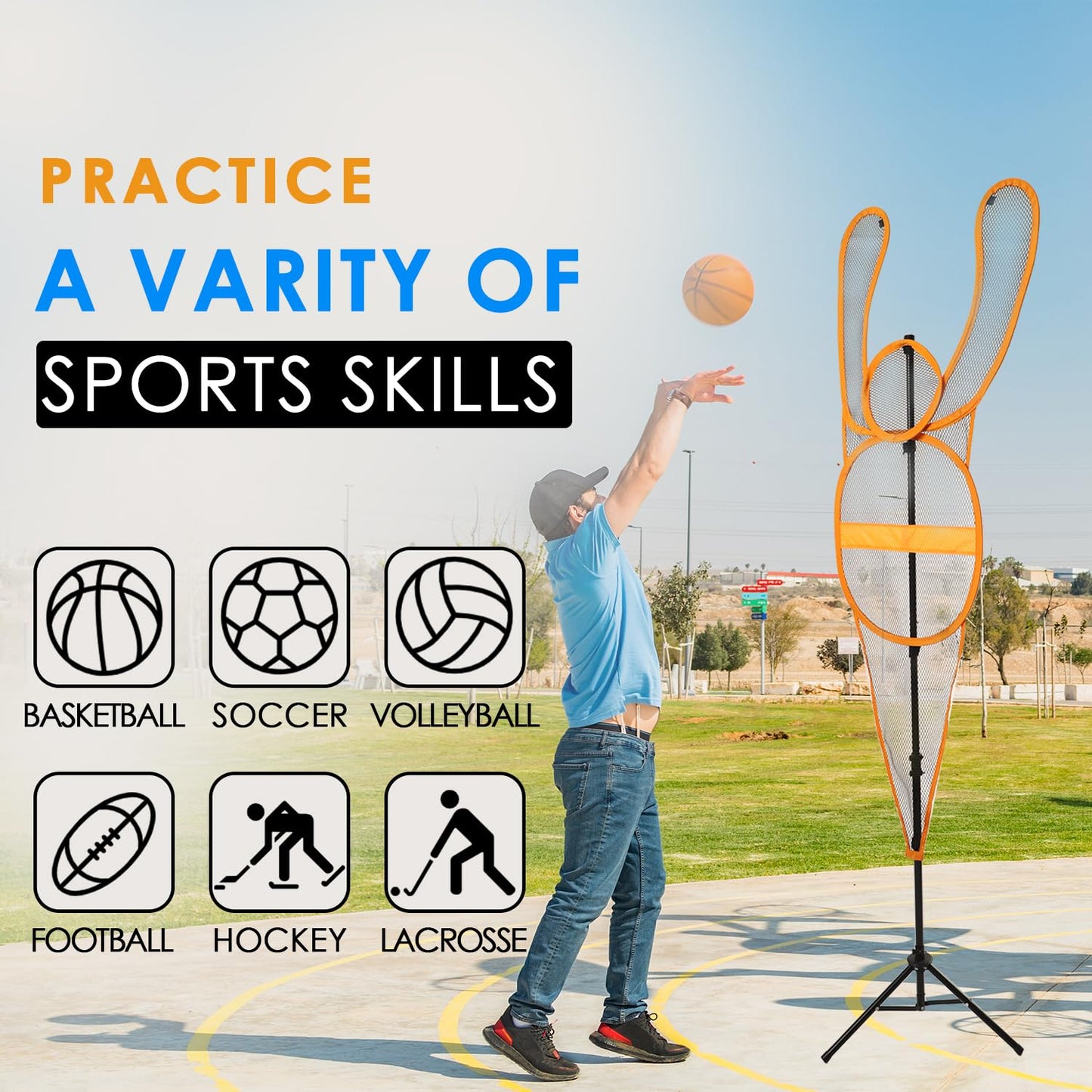 MR Dummy Defender, Height Adjustable Training Mannequin, Portable Defender Practice Dummy, Hands-Up Defensive Mannequin, Sparring Partner for Basketball, Volleyball, Soccer and Football