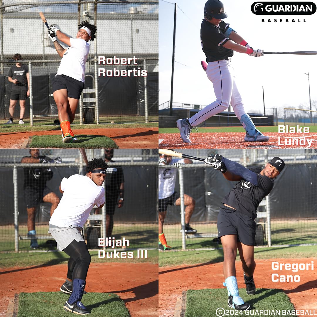 Guardian Baseball Leg Guard Youth and Adult | Right & Left Handed Hitters | Baseball Shin Guards Batting | Ankle Guard | Adjustable | Lightweight Flexible - Adult, Neon Coral