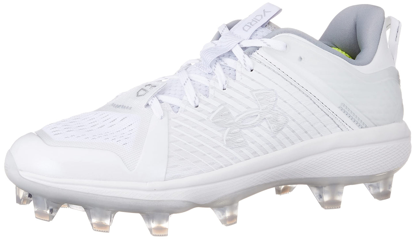 Under Armour Men's Yard Low MT TPU Baseball Cleat, (100) White/White/Metallic Silver, 12