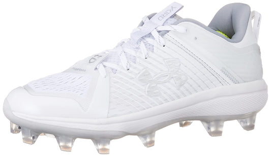 Under Armour Men's Yard Low MT TPU Baseball Cleat, (100) White/White/Metallic Silver, 12