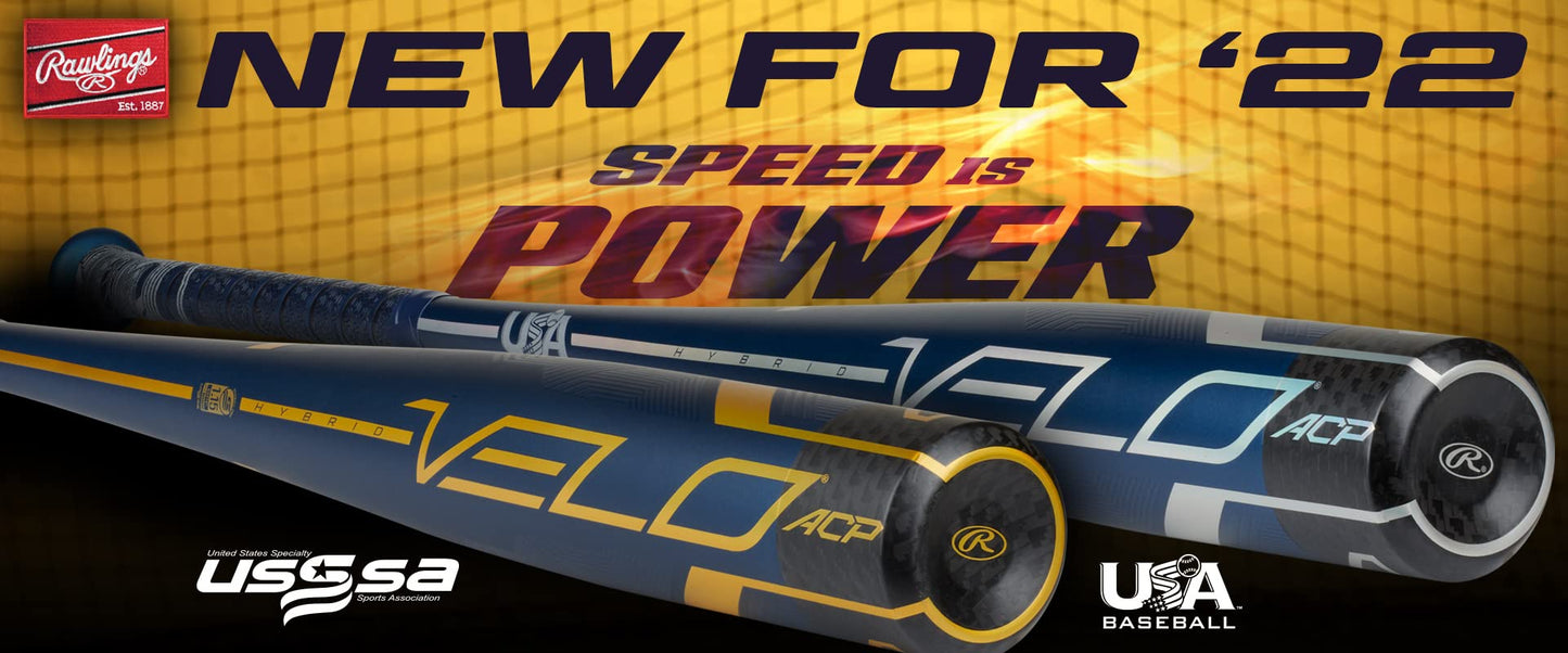 Rawlings | VELO ACP Baseball Bat | USSSA | -10/-8/ -5 Drop | Hybrid