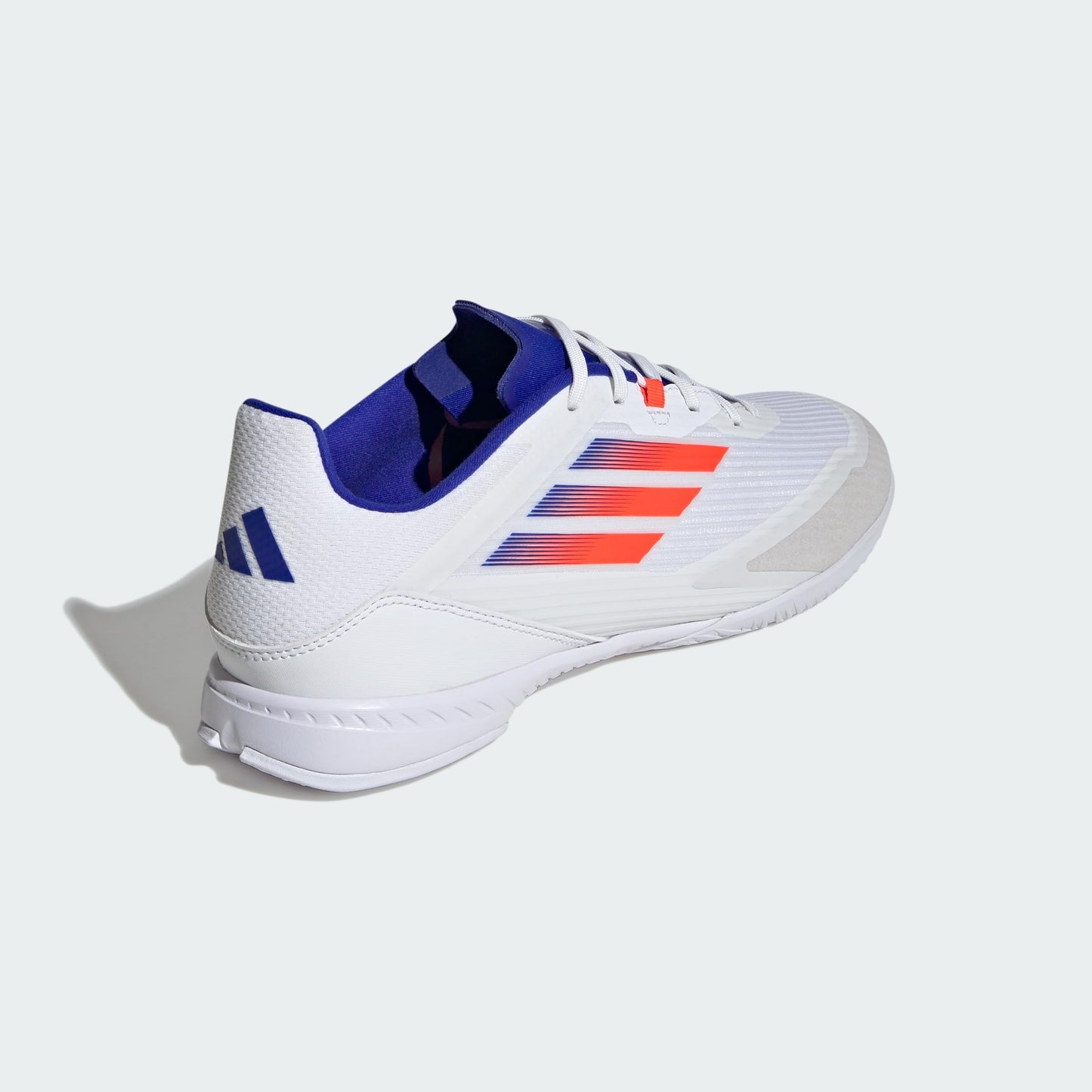 adidas Unisex F50 League Indoor Soccer Cleats Sneaker, White/Solar Red/Lucid Blue, 8 US Men