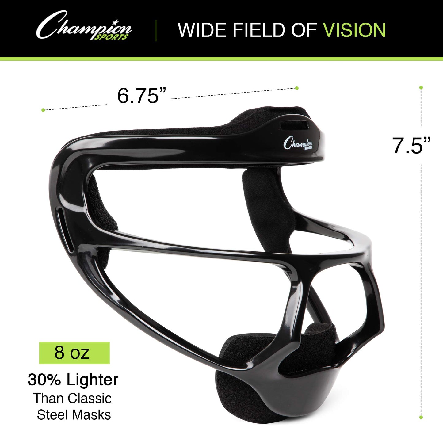 Champion Sports Magnesium Softball Face Mask - Lightweight Masks for Adults - Durable Head Guards - Premium Sports Accessories for Indoors and Outdoors - White
