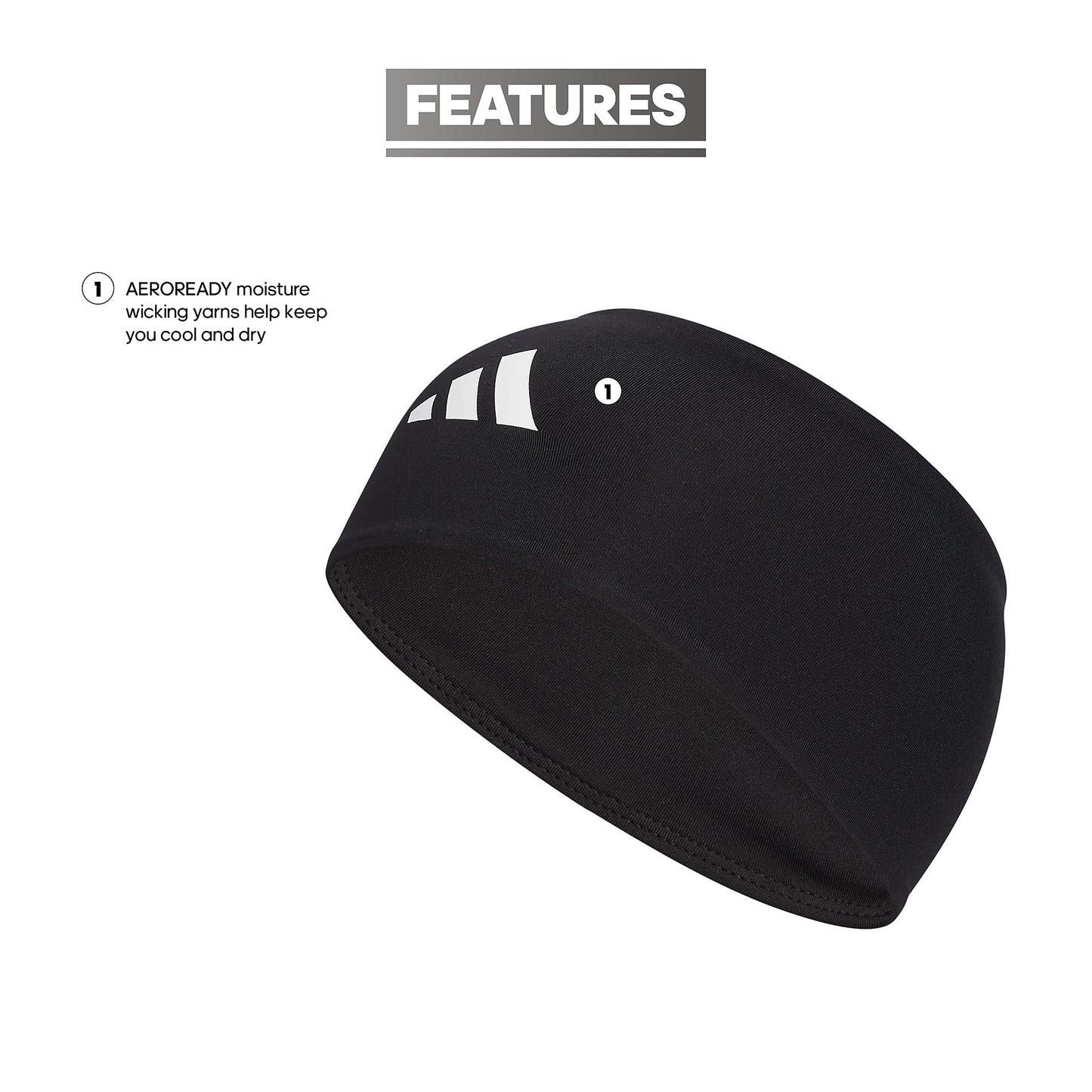 adidas Football Skull Wrap Headband, Black/White/2, One Size