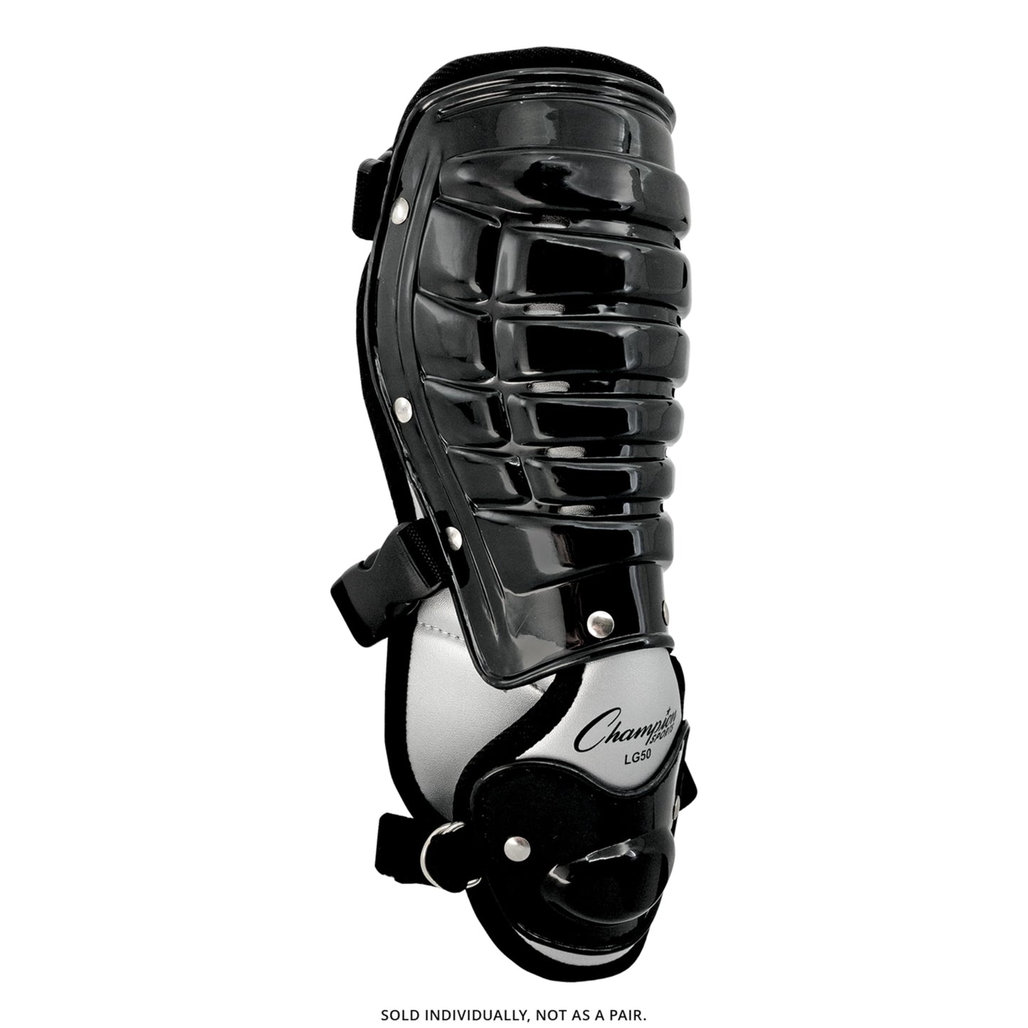 Champion Sports Universal 7.5" L Adjustable Batters Shin Guard (Set of 1) - Wrap Around Padding and Ankle/Foot Protector - Quick Release Buckles - Ages: Youth to Adult