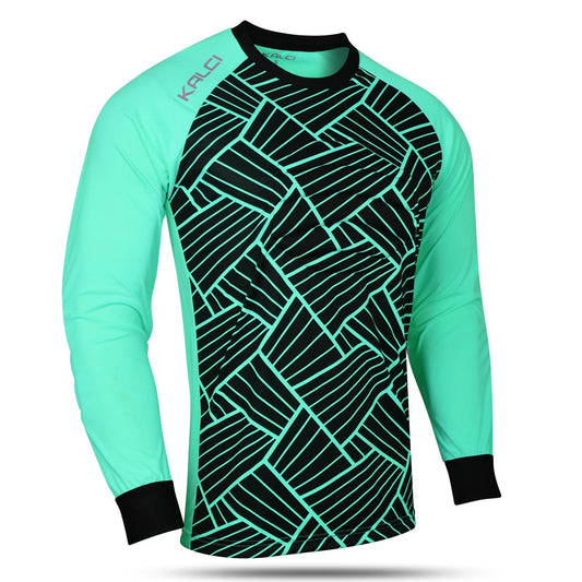 Kalci Hidden Chest Padding Soccer Goalie Jersey Youth & Adult Long Sleeve Elbow Padded Goalkeeper Shirt for Boys & Girls (Turquoise X-Small)