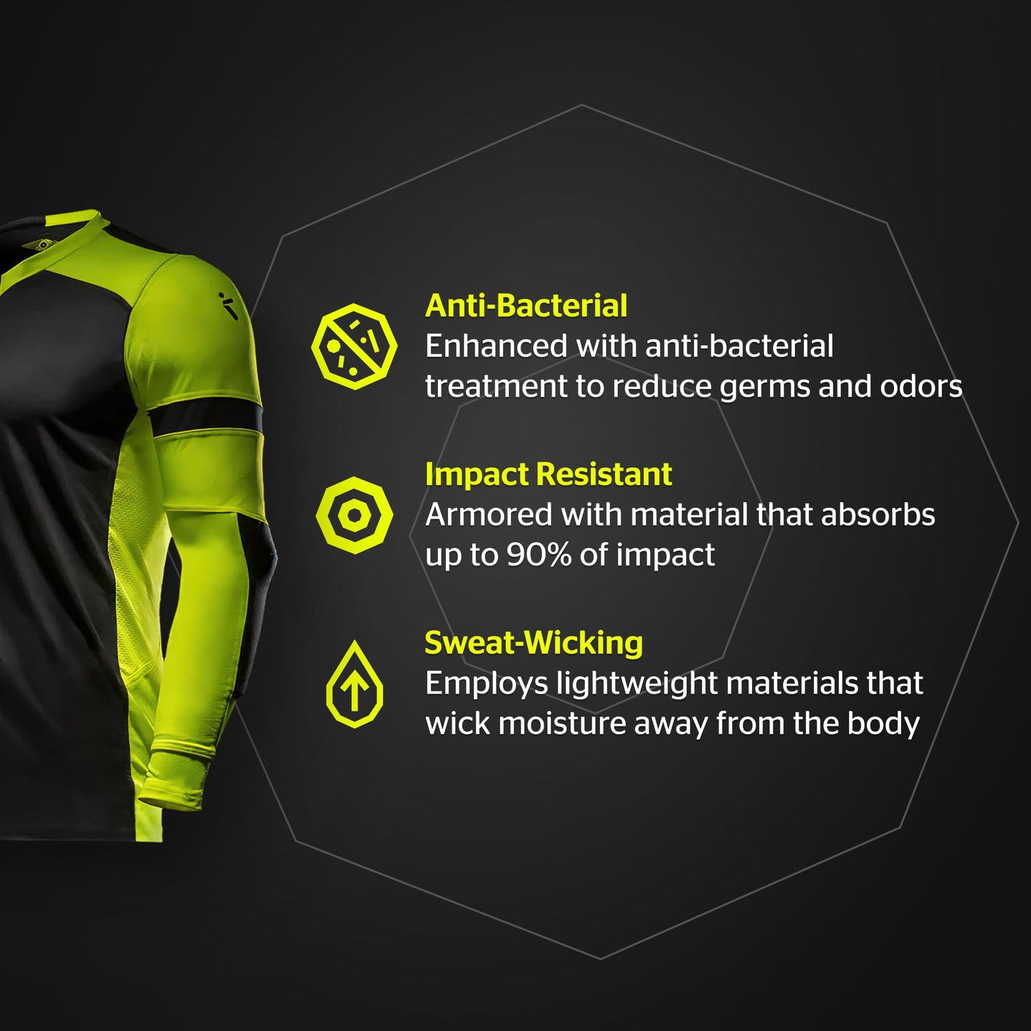 Storelli ExoShield Gladiator Goalkeeper Jersey, High-Impact Protection, Sweat-Wicking, Breathable Athletic Shirt for Soccer & Heavy-Duty Sports, Green,Youth Small