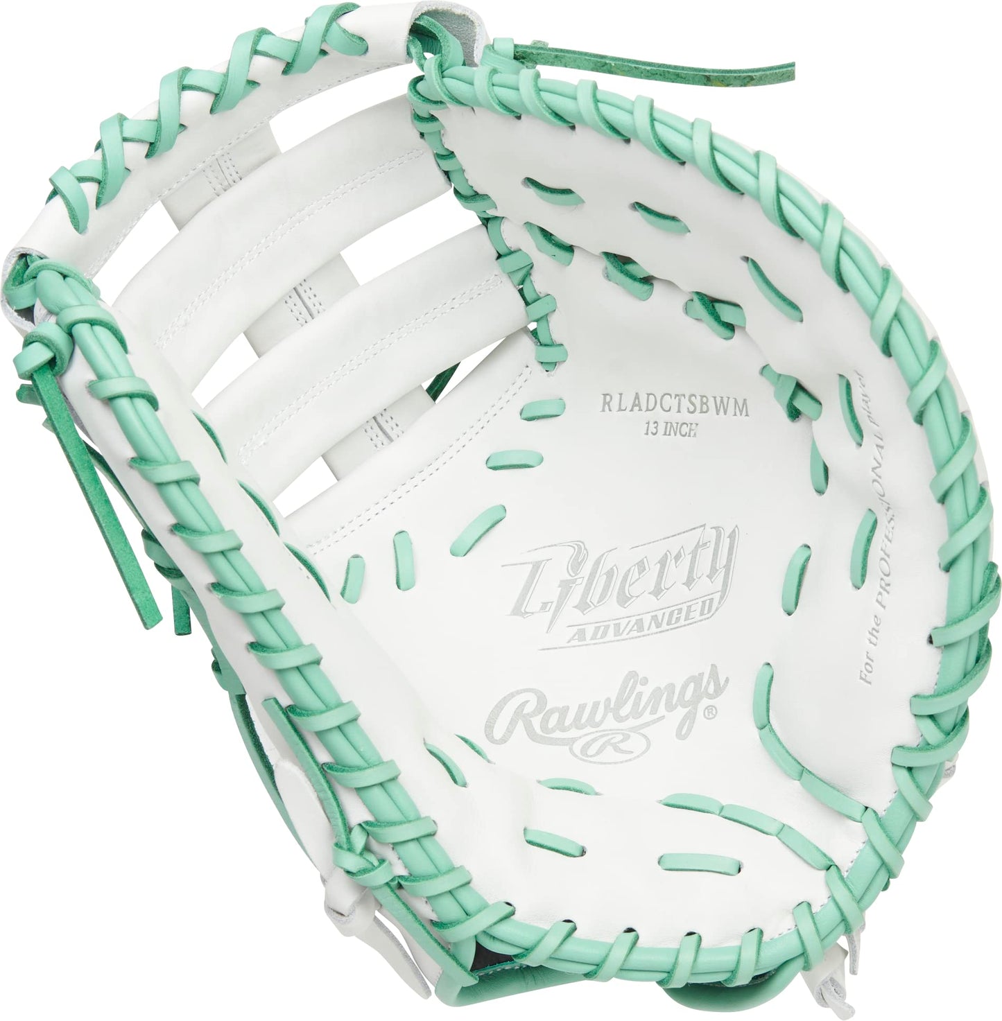 Rawlings | LIERTY ADVANCED Color Series Fastpitch Softball First Base Mitt | Left Hand Throw | 13' Single Post Double Bar Web | White/Mint