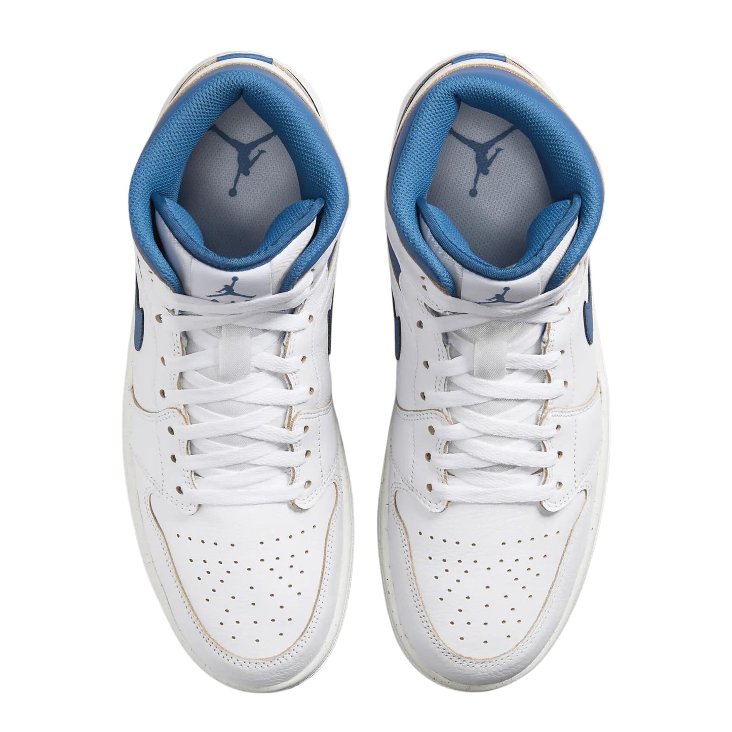 NIKE Men's Running Shoue AIR Jordan 1 MID SE, White Industrial Blue Sail, 10