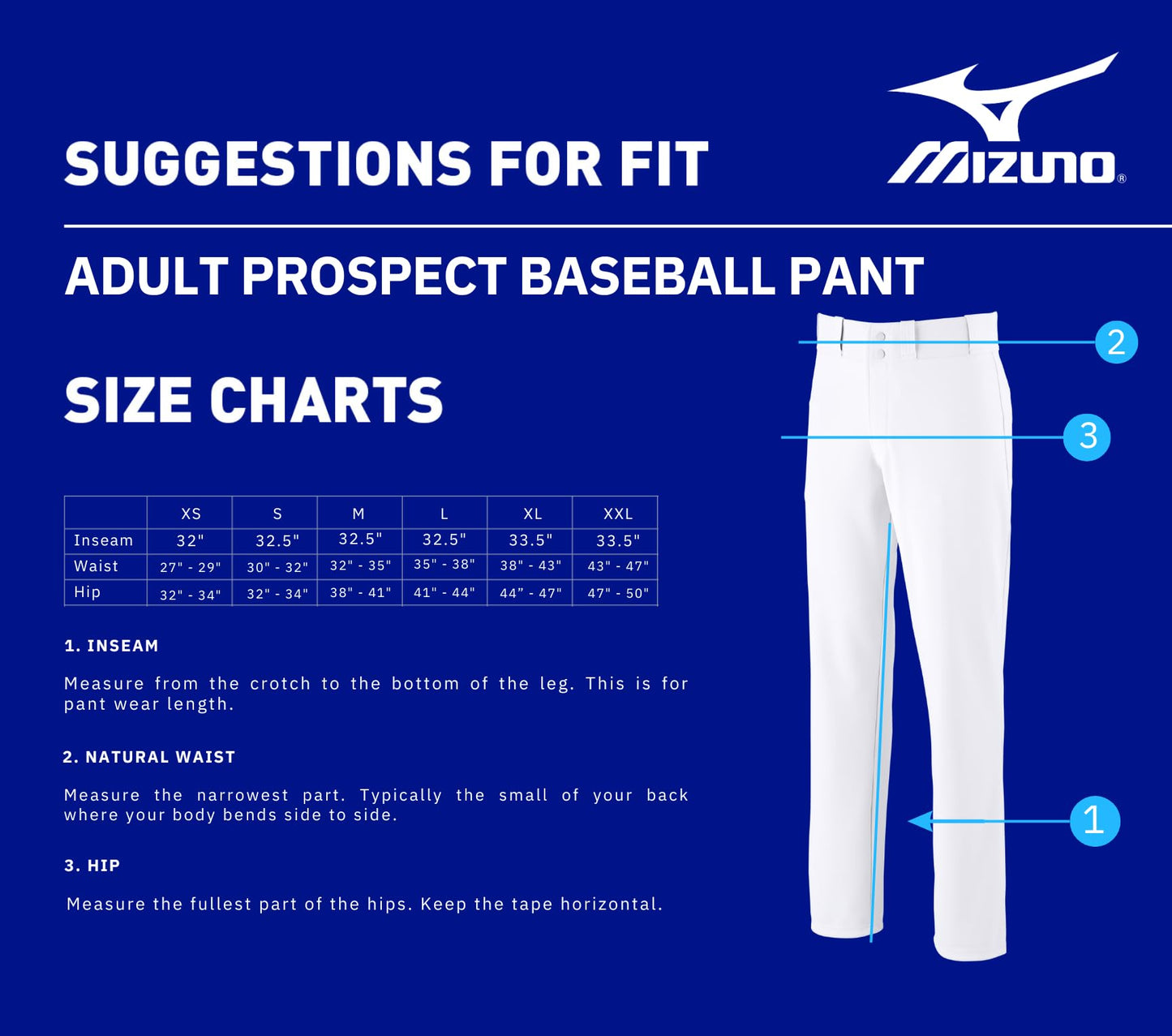 Mizuno Adult Prospect Baseball Pant, White, Small