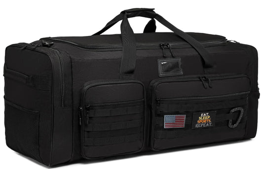130L Extra Large Duffle Bag for Men, Heavy Duty Duffle Bag for Travel, Large Sports Gym Equipment Bag for Hockey Football Baseball Soccer Basketball & Team training, Black
