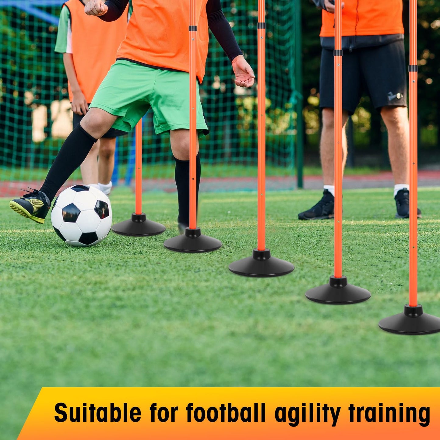 Sonwyoung 8 Pcs Soccer Agility Poles Detachable Sports Training Speed Slalom Poles with Rubber Base Coaching Sticks for Soccer Drills and Training(Orange)
