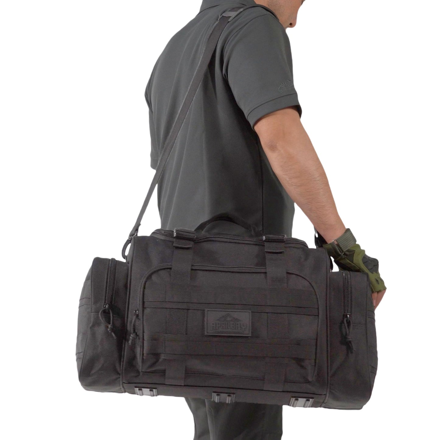 APRILBAY Duffel Bag – Heavy Duty Tactical Gym Bag for Men, Splashwater-Proof Weekender Travel Bag for Basketball, Football, Soccer, Hiking, and Hunting (Black)