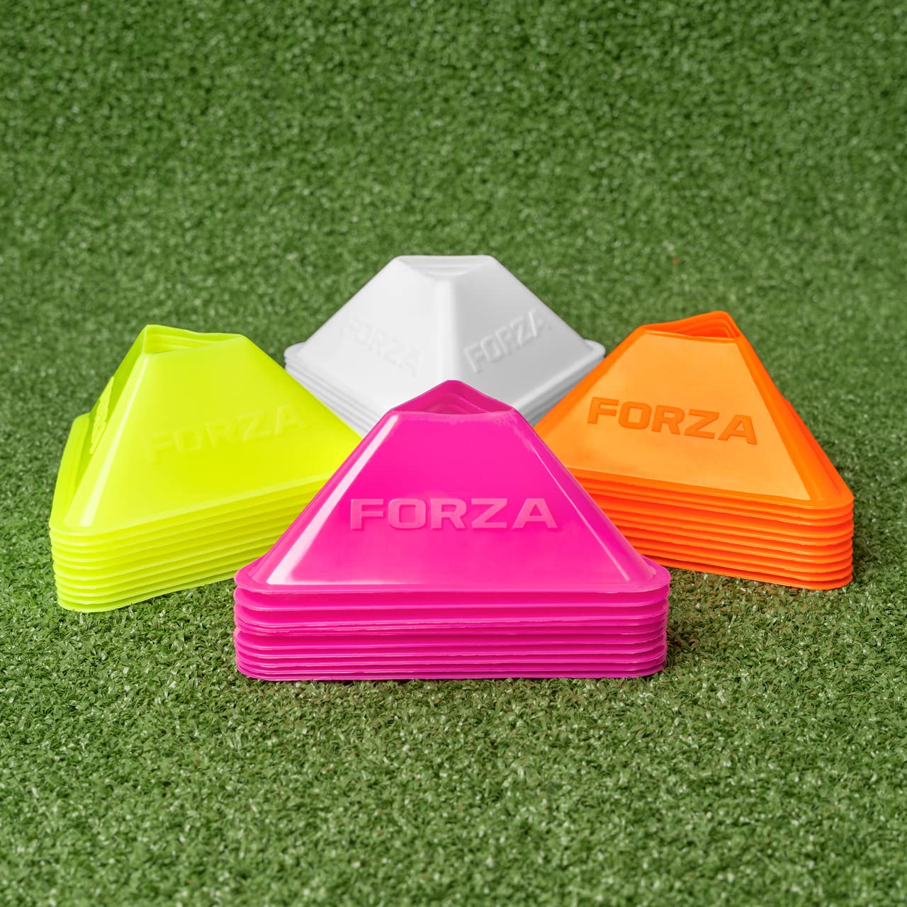 FORZA 2-Inch Mini Tri Training Cones | 40 Pack | Drills & Training | Multi Sport Use - Soccer, Hockey, Football Training | with Carry Strap