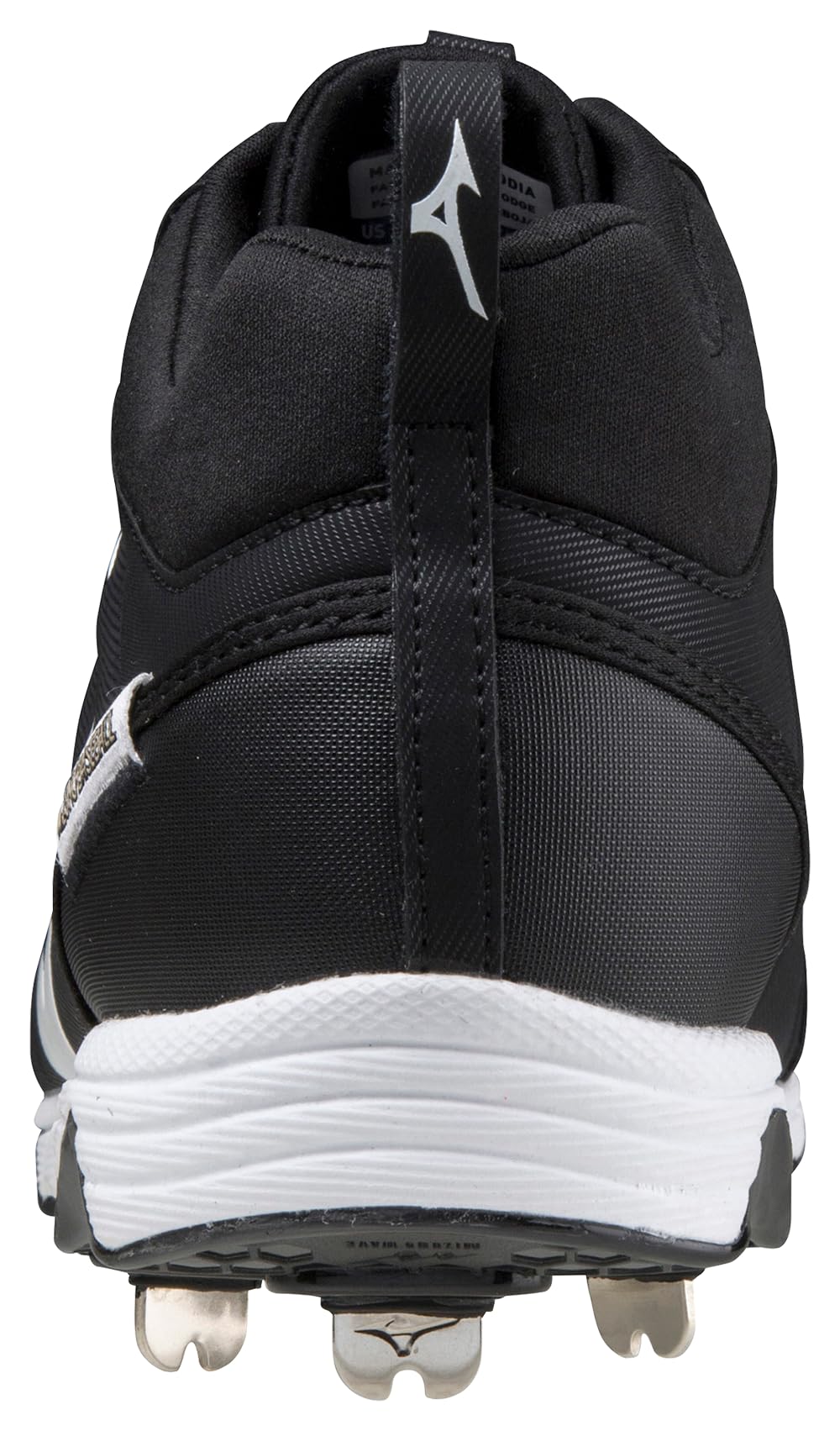Mizuno unisex adult 9-spike Ambition Mid 9 Spike Men's Metal Baseball Cleat 12, Black-white (9000), 12 US