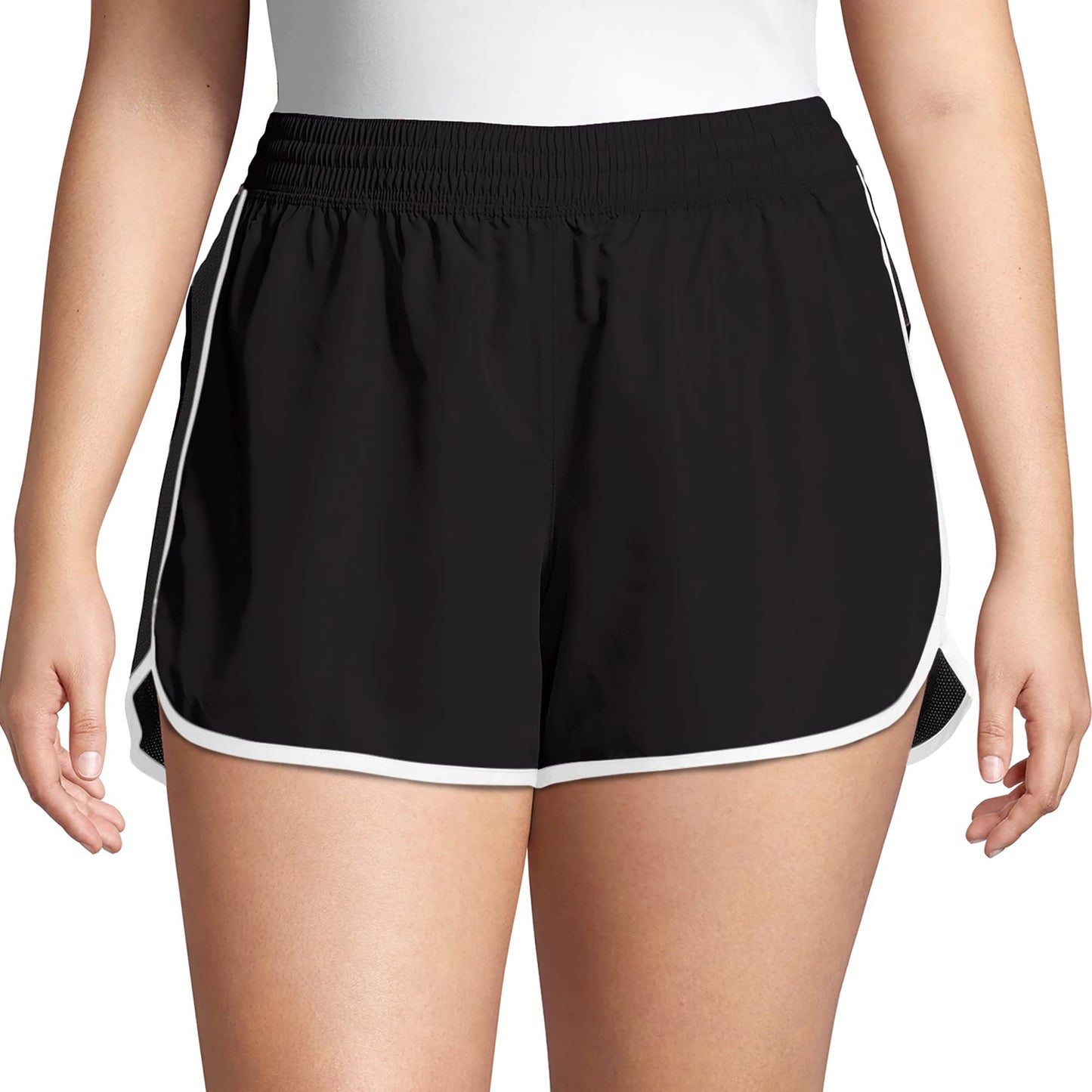 JUST MY SIZE Womens Active Woven Run Athletic-shorts, Black