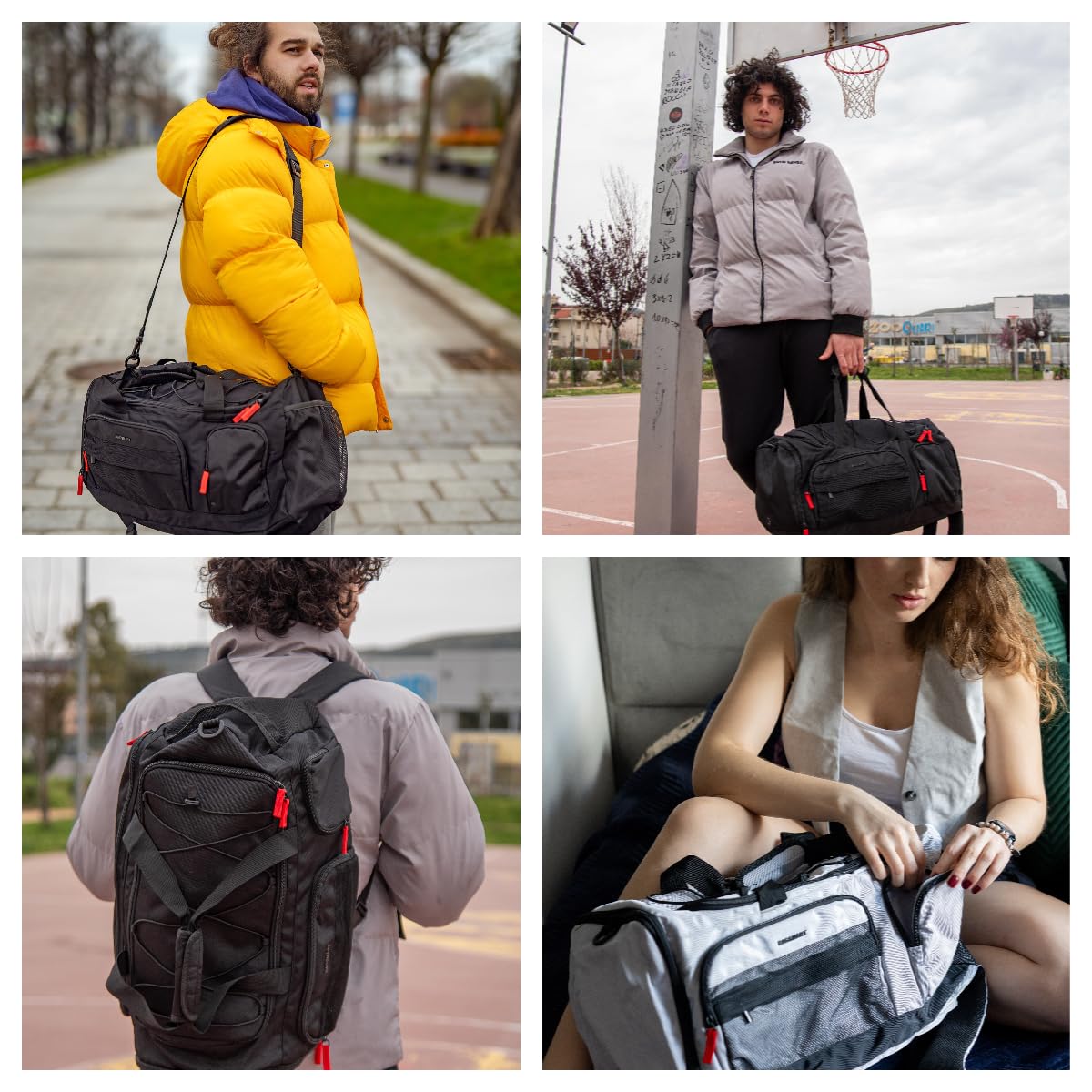 BAGSMART Gym Bag for Women & Men, 35L Sports Travel Duffel Bag with Shoe Compartment，Anti-Theft Carry On Weekender Bag for Airplane, Water Resistant Workout Overnight Backpack for Travel Gym,Grey