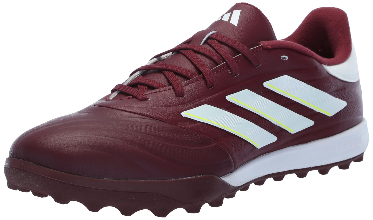 adidas Unisex Copa Pure II League Turf Sneaker, Shadow Red/White/Team Solar Yellow, 8 US Men