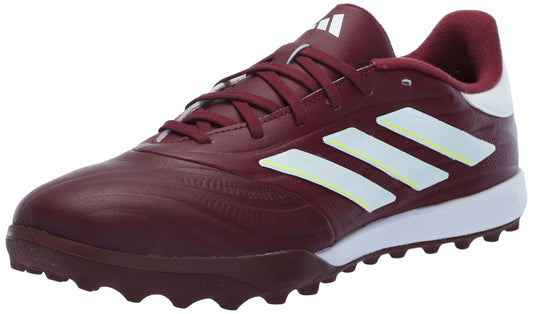 adidas Unisex Copa Pure II League Turf Sneaker, Shadow Red/White/Team Solar Yellow, 8 US Men