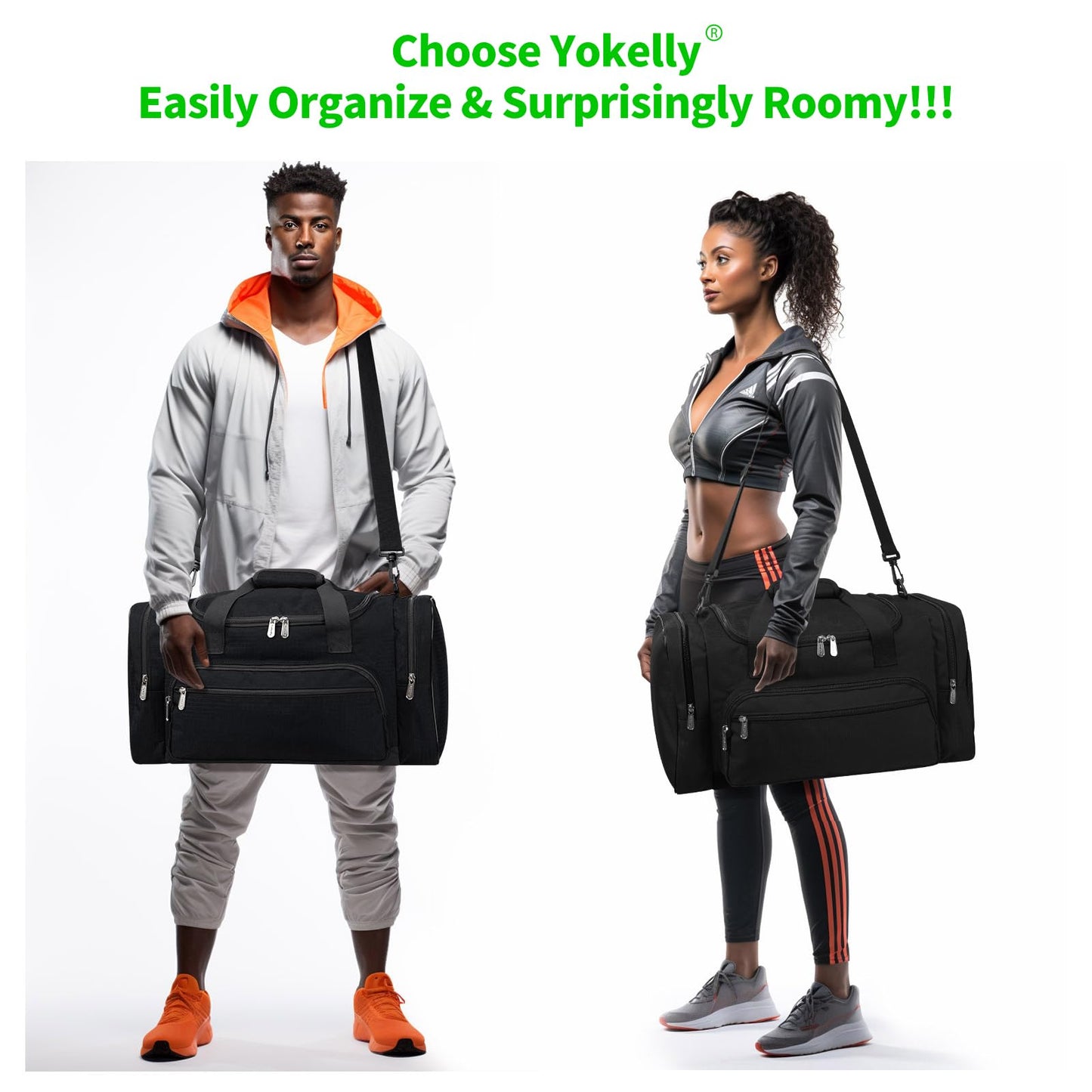 YoKelly Sports Duffel Bag 20 inch for Travel Gym - Black