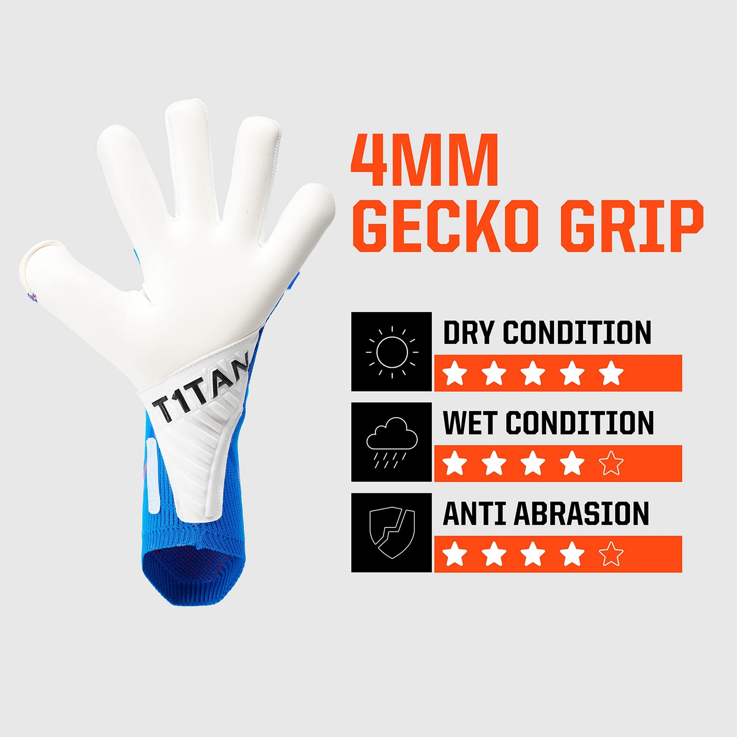 T1TAN Alien Gravity Blue 2.0 - Soccer Goalie Gloves - Mixed Cut and 4mm Gecko Grip - Size 9
