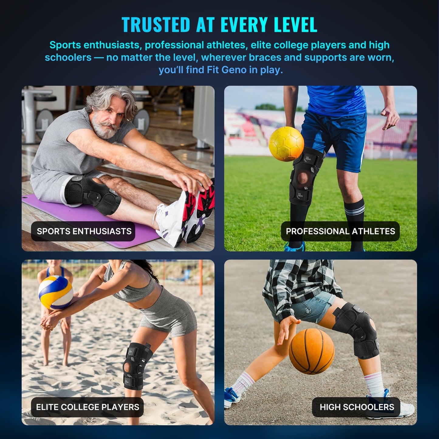 Fit Geno Hinged Knee Brace for Meniscus Tear: Adjustable Knee Support for Knee Pain w/Side Stabilizers & Hinges for Injury or Surgery Recovery - Men and Women FSA or HSA Eligible