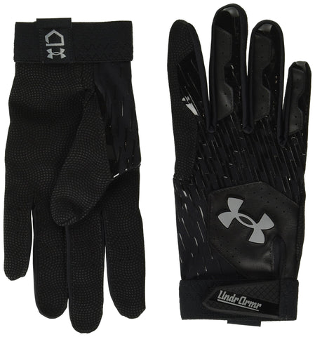 Under Armour Men's Clean Up Baseball Gloves, (004) Black/Black/Steel, Medium