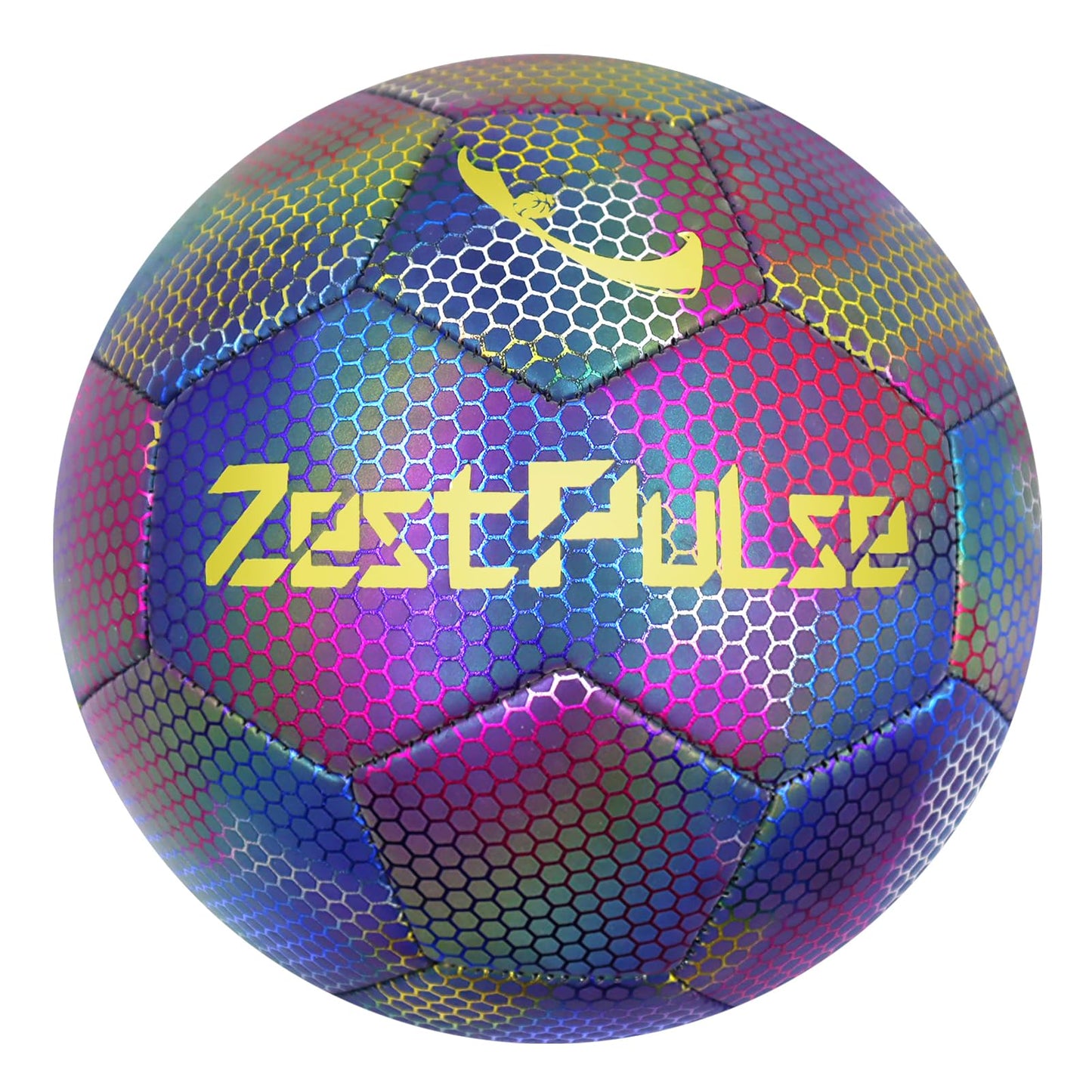 ZestPulse Holographic Reflective Soccer Ball Size 4 & 5 for Kids & Adults, High Visibility for Night Games, Training | Ideal Gift for Boys Girls 8-12 (Dark)