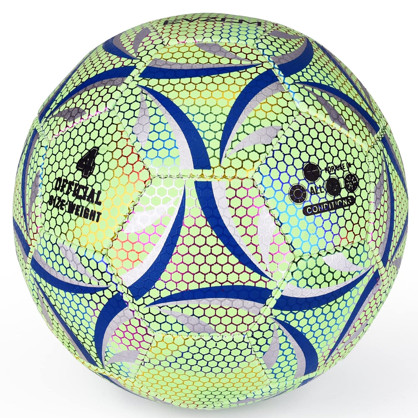 EVZOM Soccer Ball Luminous Official Match Game American Soccer Ball Size 4 for Boys, Girls, Kids Ages 8 to 12 Years Old Outdoors Indoors Sports Ball Training