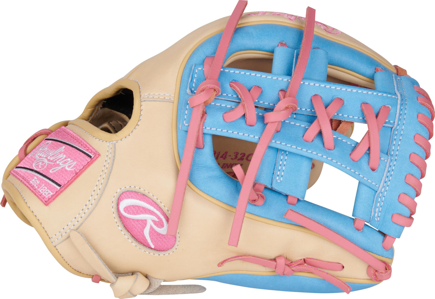 Rawlings | Heart of The Hide Series Baseball Glove | 11.5' | RHT | Pro I-Web | Camel/Columbia Blue/Pink