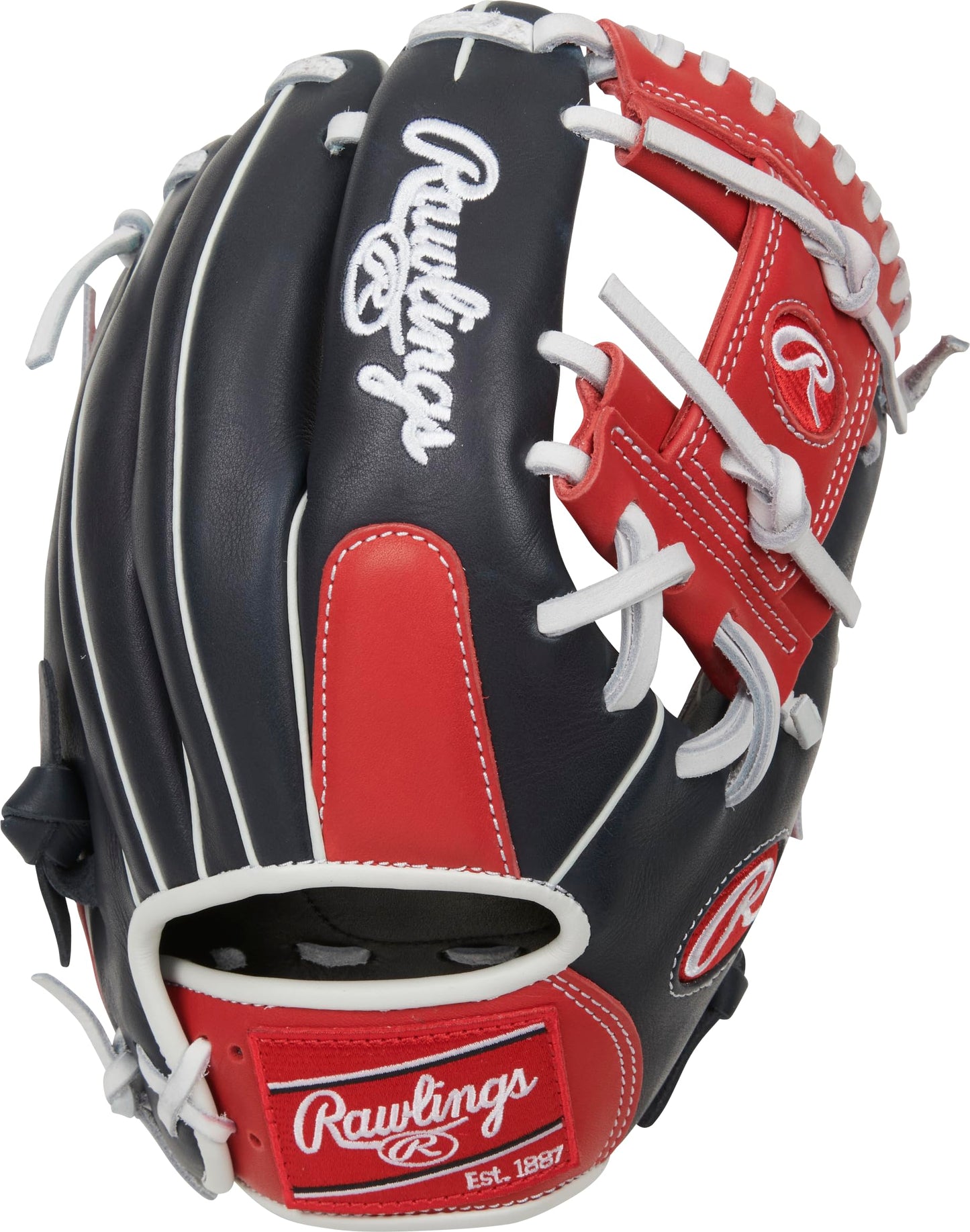 Rawlings | Breakout Youth Pro Taper Baseball Glove | Right Hand Throw | 11.25" - Pro I-Web | Navy/Red/White